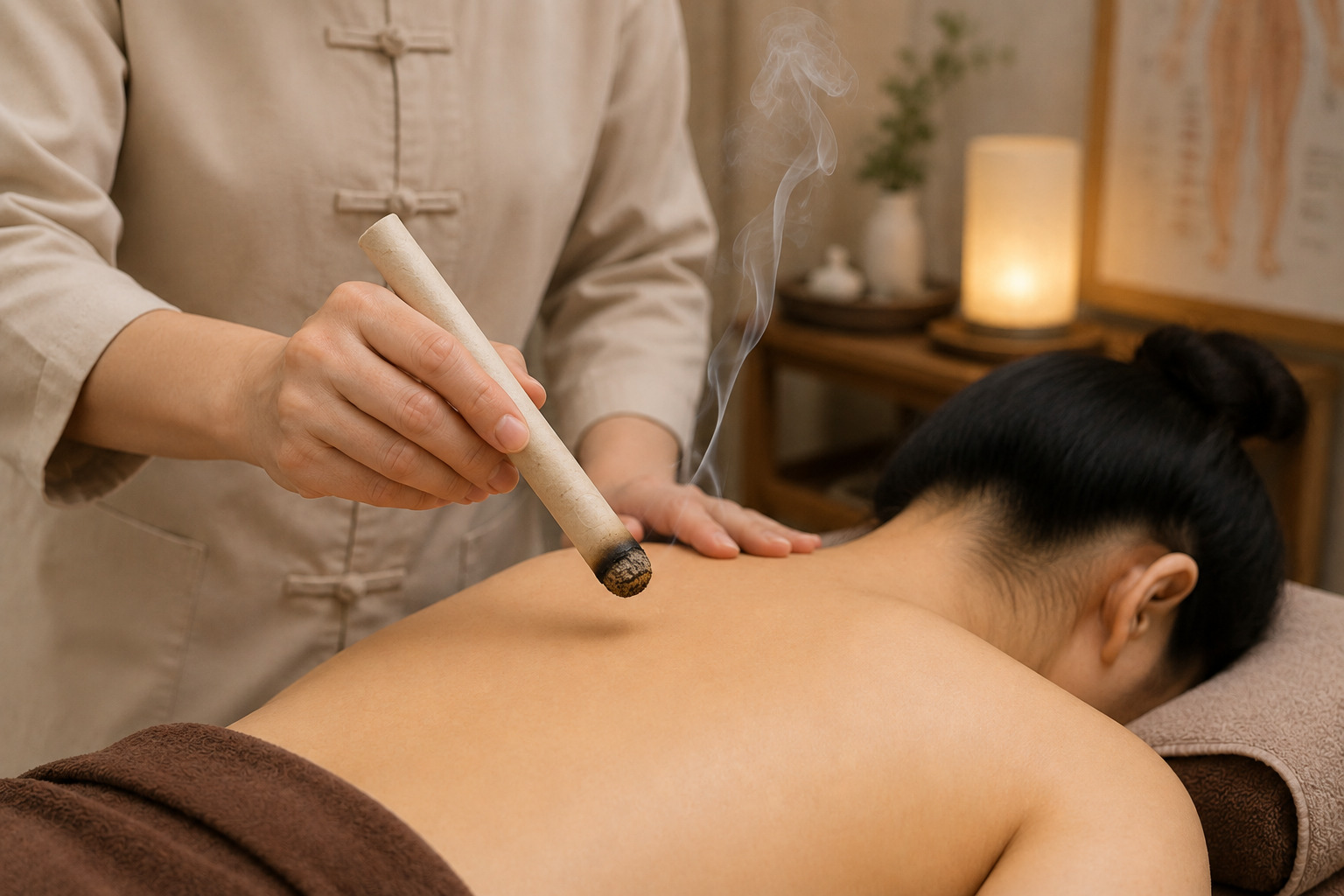 Moxibustion therapy session